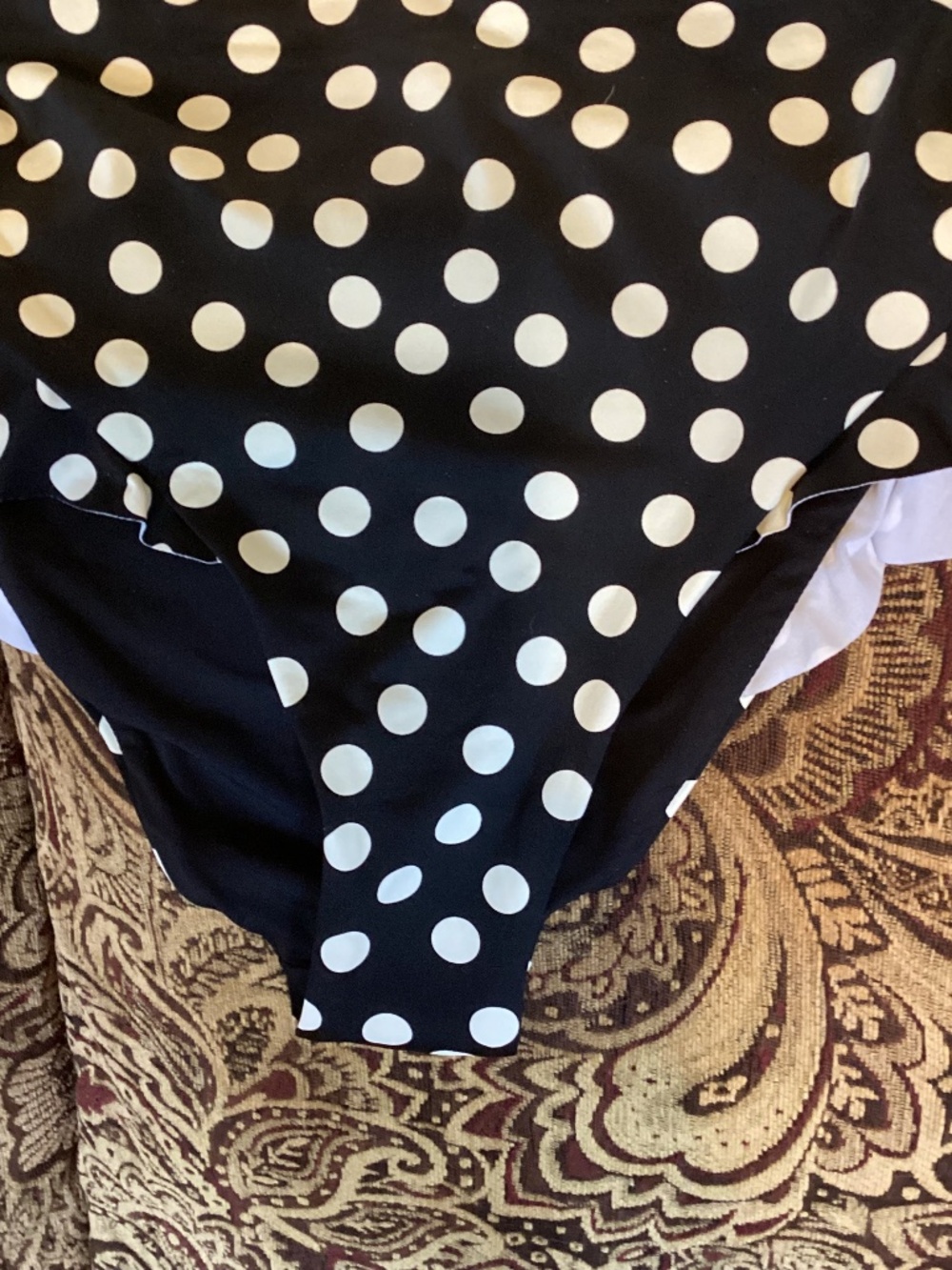 NWT LANDS END BLACK PLOKA DOT RUFFLE BIKINI BOTTOMS SIZE 4